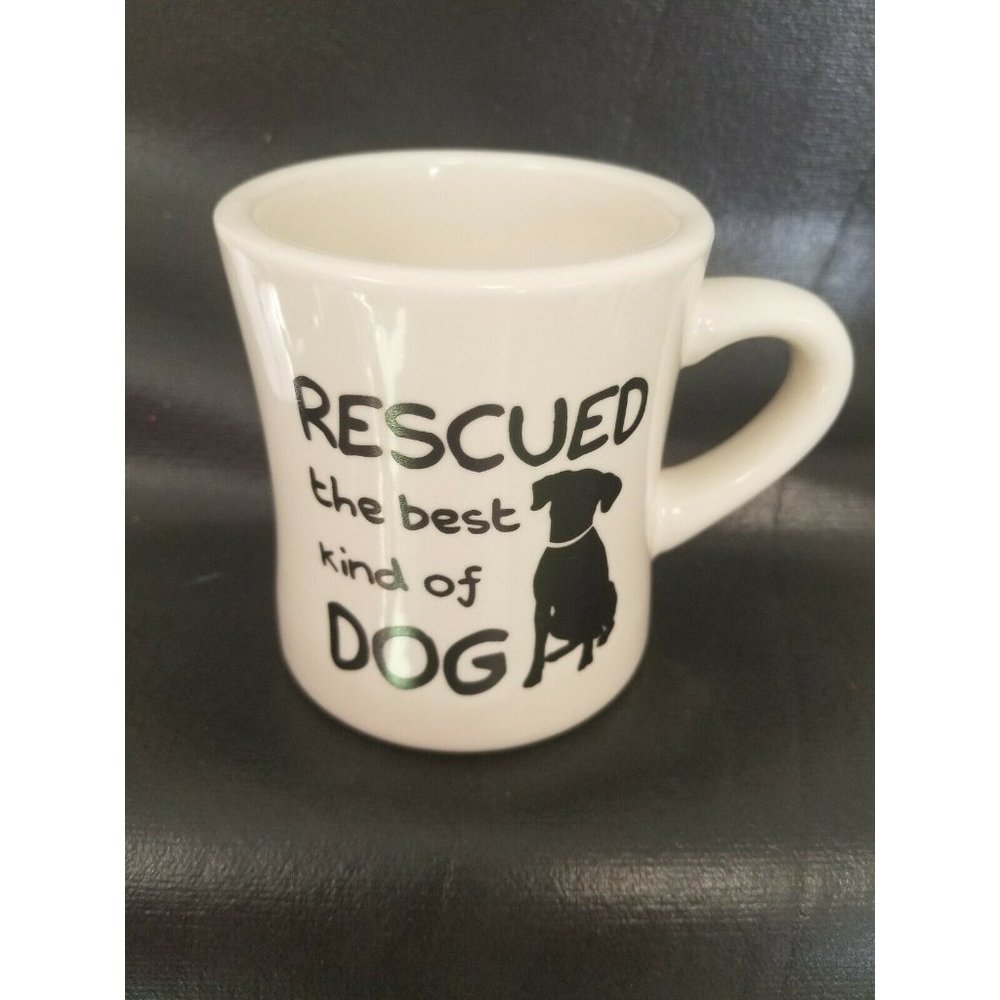 Dog Coffee Cup Mug Graphic 'Rescued the Best' Ston